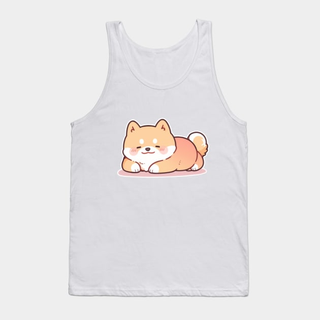 Sleeping Anime Shiba Inu In Kawaii Japanese Aesthetic Tank Top by ribbitpng